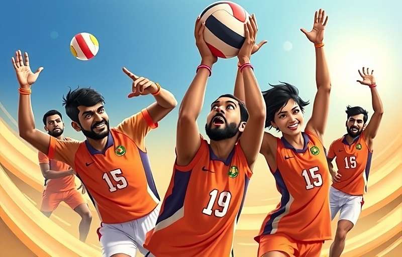 India Volley Warriors - Official Game Cover India Volley Warriors game cover showing Indian volleyball players in action wearing traditional jerseys