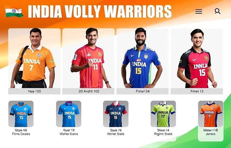 India Volley Warriors - Team Selection India Volley Warriors team selection screen featuring various Indian state teams with regional jerseys